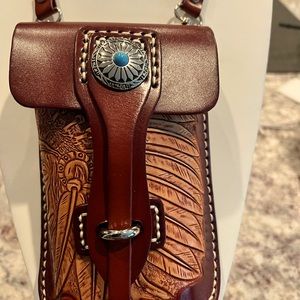 Tooled Leather Crossbody purse w/matching keychain
